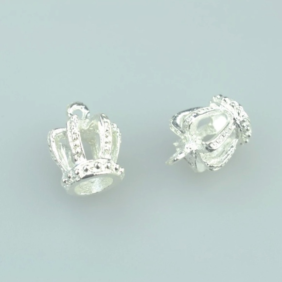 HAND crafted Earrings Majesty Crown Coronet Silver Tone NEW - Picture 2 of 6